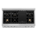 ZLINE 48 in. Legacy Gas Rangetop with 6 Brass Burners and Porcelain Cooktop in Satin Stainless Steel (RTS-BR-48)