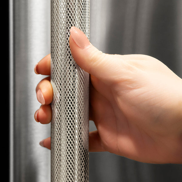 ZLINE Autograph Edition 36 in. 19.6 cu. ft. French Door Built-In Bottom Freezer Refrigerator with Water Dispenser and Ice Maker in Stainless Steel with Stainless Steel Interior and Polished Nickel Helix Handles (SRBIVZ-30436KPN)