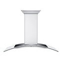 ZLINE Ducted Vent Wall Mount Range Hood in Stainless Steel with Built-in ZLINE CrownSound Bluetooth Speakers (KN4CRN-BT) front.