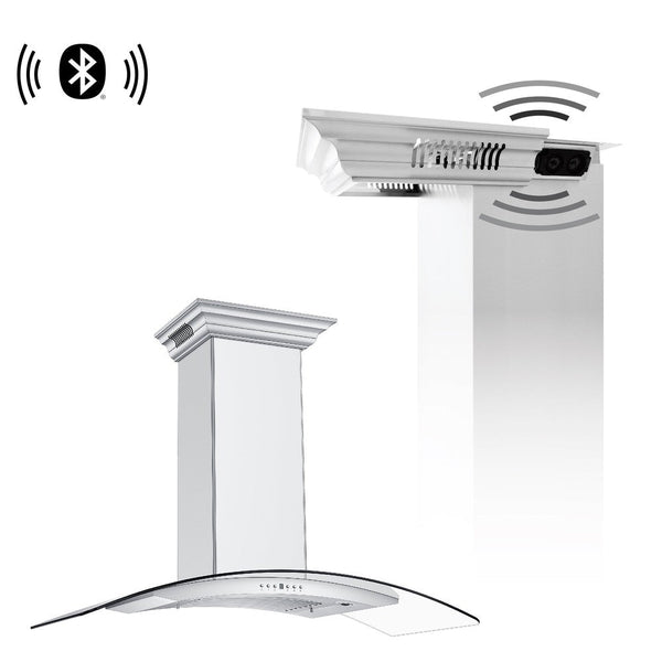 ZLINE Ducted Vent Wall Mount Range Hood in Stainless Steel with Built-in ZLINE CrownSound Bluetooth Speakers (KN4CRN-BT)-Range Hoods-KN4CRN-BT-48 ZLINE Kitchen and Bath