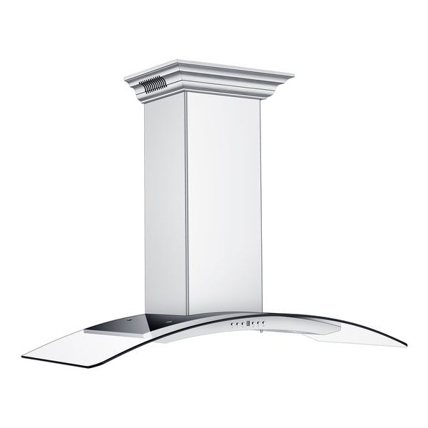 ZLINE Ducted Vent Wall Mount Range Hood in Stainless Steel with Built-in ZLINE CrownSound Bluetooth Speakers (KN4CRN-BT) side