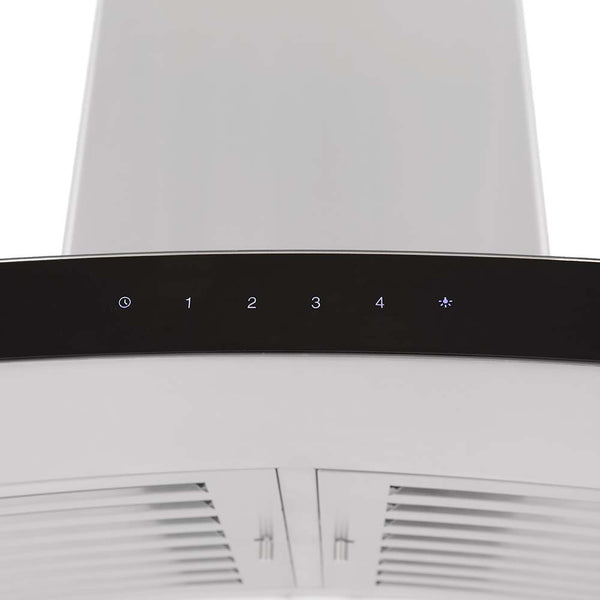 Button panel and display close-up on ZLINE Wall Mount Range Hood in Stainless Steel (KN6)