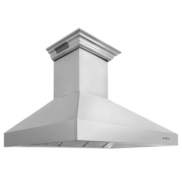 48" ZLINE CrownSound™Ducted Vent Professional Wall Mount Range Hood in Stainless Steel with Built-in Bluetooth Speakers (697CRN-BT-48)