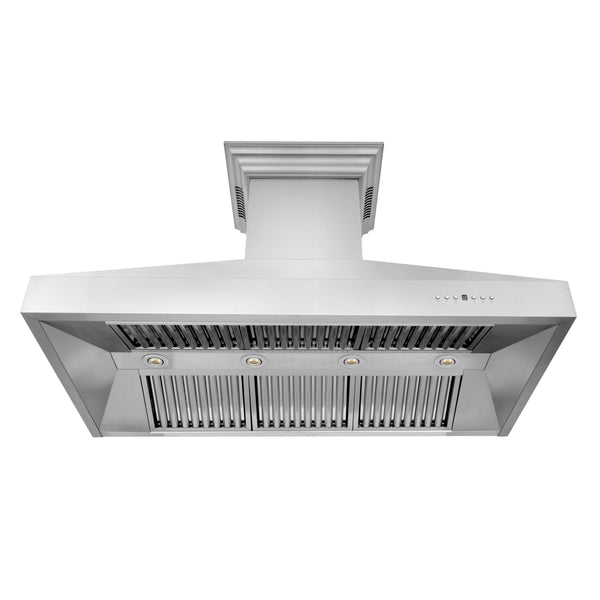 48" ZLINE CrownSound™Ducted Vent Wall Mount Range Hood in Stainless Steel with Built-in Bluetooth Speakers (667CRN-BT-48)