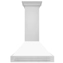 ZLINE 36" Stainless Steel Range Hood with White Matte Shell and Stainless Steel Handle (8654STX-WM-36)
