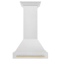 ZLINE Autograph Edition Fingerprint Resistant Stainless Steel Range Hood with Fingerprint Resistant Stainless Steel Shell and Gold Handle (8654SNZ-G) Polished Gold, front.