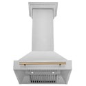 ZLINE Autograph Edition 30 in. Stainless Steel Range Hood with Stainless Steel Shell and Champagne Bronze Handle (8654STZ-30-CB) front, under.
