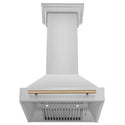 ZLINE Autograph Edition 30 in. Kitchen Package with Stainless Steel Dual Fuel Range, Range Hood, Dishwasher, and Refrigerator with External Water Dispenser with Champagne Bronze Accents (4AKPR-RARHDWM30-CB) 