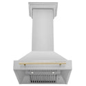 ZLINE Autograph Edition 30 in. Kitchen Package with Stainless Steel Dual Fuel Range, Range Hood, Dishwasher, and Refrigerator with External Water Dispenser with Polished Gold Accents (4AKPR-RARHDWM30-G) 