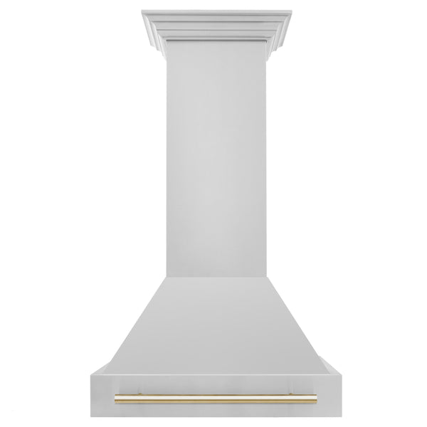 ZLINE Autograph Edition 30 in. Kitchen Package with Stainless Steel Dual Fuel Range, Range Hood, Dishwasher and Refrigeration with Polished Gold Accents (4KAPR-RARHDWM30-G) 