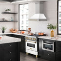 ZLINE Autograph Edition 30" Stainless Steel Range Hood with White Matte Shell and Polished Gold Handle (8654STZ-WM30-G)