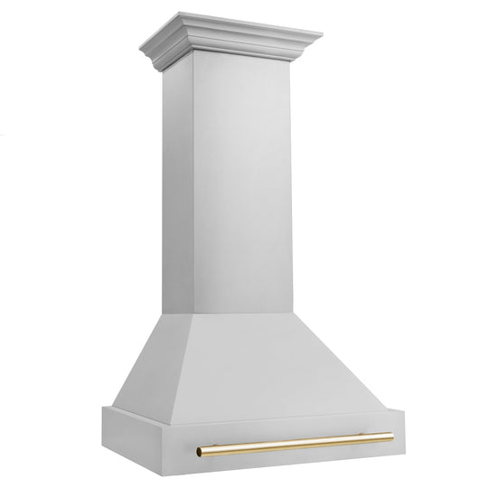 ZLINE Autograph Edition 30 in. Stainless Steel Range Hood with Stainless Steel Shell and Polished Gold Handle