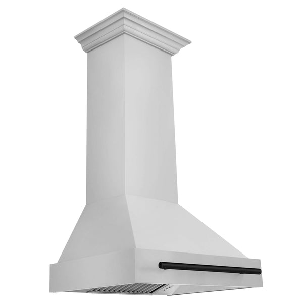 ZLINE 30 in. Autograph Edition Stainless Steel Range Hood with Stainless Steel Shell and Matte Black Handle (8654STZ-30) Included in Kitchen Package