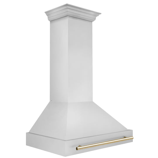 ZLINE Autograph Edition 36 in. Stainless Steel Range Hood with Stainless Steel Shell and Polished Gold Handle