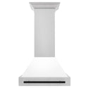 ZLINE Autograph Edition 30" Stainless Steel Range Hood with White Matte Shell and Matte Black Handle (8654STZ-WM30-MB)