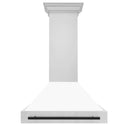 ZLINE Autograph Edition 36" Stainless Steel Range Hood with White Matte Shell and Matte Black Handle (8654STZ-WM36-MB)