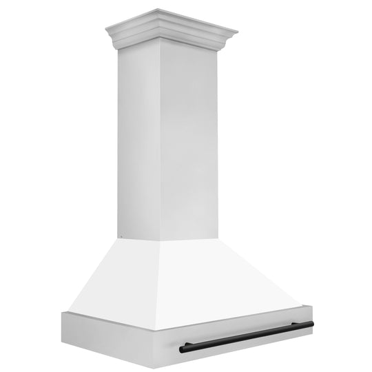 ZLINE Autograph Edition 36 in. Stainless Steel Range Hood with White Matte Shell and Matte Black Handle