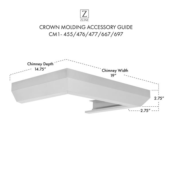 ZLINE Crown Molding 1 For Wall Range Hood (CM1-455/476/477/667/697)-Range Hood Accessories-CM1-455/476/477/667/697 ZLINE Kitchen and Bath
