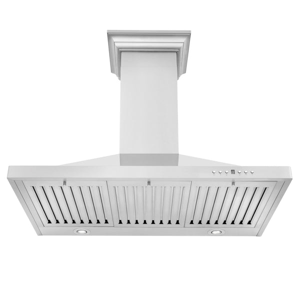 ZLINE 30" Convertible Vent Wall Mount Range Hood in Stainless Steel with Crown Molding (KBCRN-30)