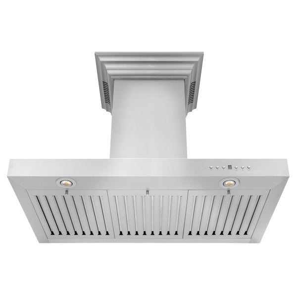 36" ZLINE CrownSound™Ducted Vent Wall Mount Range Hood in Stainless Steel with Built-in Bluetooth Speakers (KECRN-BT-36)