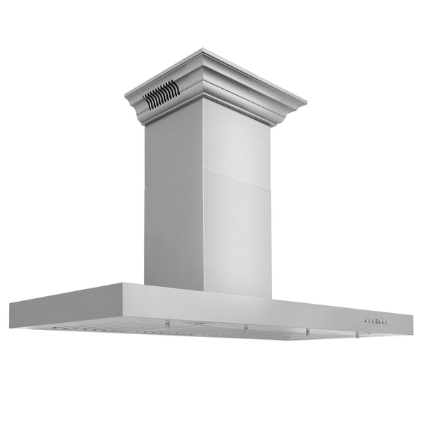 48" ZLINE CrownSound™Ducted Vent Wall Mount Range Hood in Stainless Steel with Built-in Bluetooth Speakers (KECRN-BT-48)