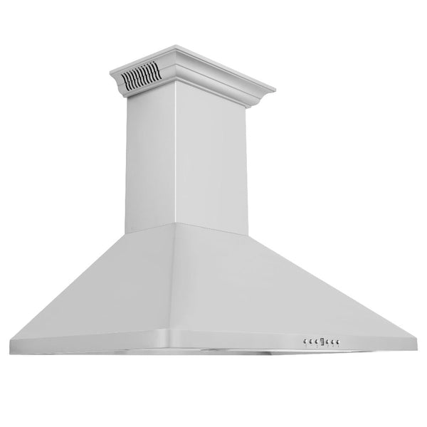 ZLINE Wall Mount Range Hood in Stainless Steel with Built-in CrownSound Bluetooth Speakers (KF1CRN-BT) side.