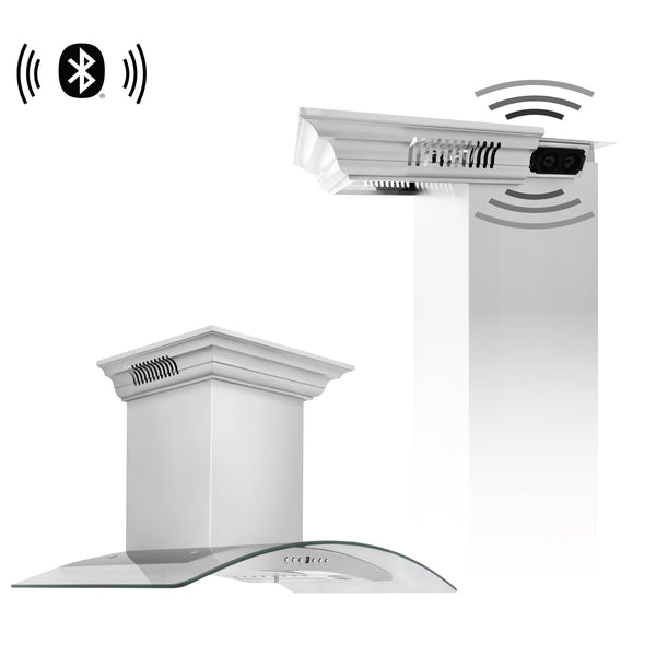 ZLINE Ducted Vent Wall Mount Range Hood in Stainless Steel with Built-in ZLINE CrownSound Bluetooth Speakers (KN4CRN-BT)-Range Hoods-KN4CRN-BT-36 ZLINE Kitchen and Bath