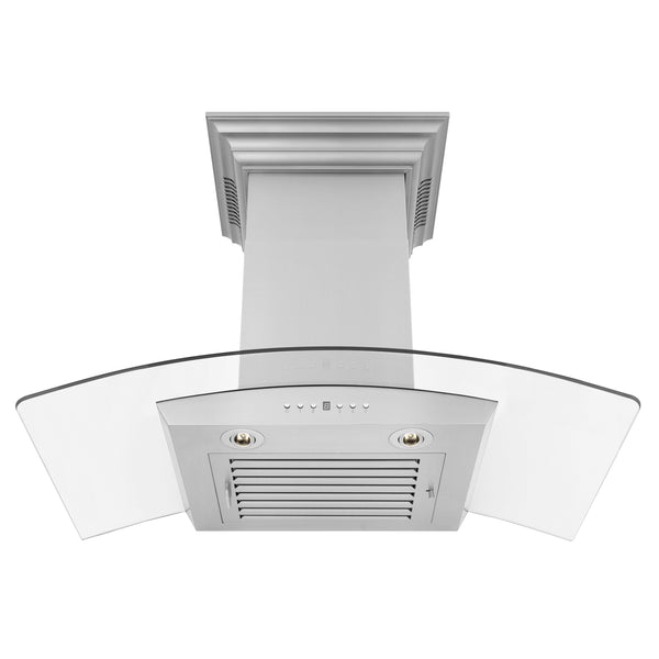 36" ZLINE CrownSound™Ducted Vent Wall Mount Range Hood in Stainless Steel with Built-in Bluetooth Speakers (KZCRN-BT-36)
