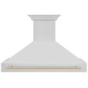 ZLINE Autograph Edition 48 in. Kitchen Package with Stainless Steel Dual Fuel Range, Range Hood, Dishwasher and Refrigeration Including External Water Dispenser with Polished Gold Accents (4AKPR-RARHDWM48-G) 
