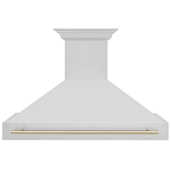 ZLINE Autograph Edition 48 in. Kitchen Package with Stainless Steel Dual Fuel Range, Range Hood, Dishwasher and Refrigeration Including External Water Dispenser with Polished Gold Accents (4AKPR-RARHDWM48-G) 