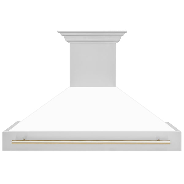 ZLINE 48 in. Autograph Edition Kitchen Package with Stainless Steel Dual Fuel Range with White Matte Door, Range Hood and Dishwasher with Polished Gold  Accents (3AKP-RAWMRHDWM48-G)