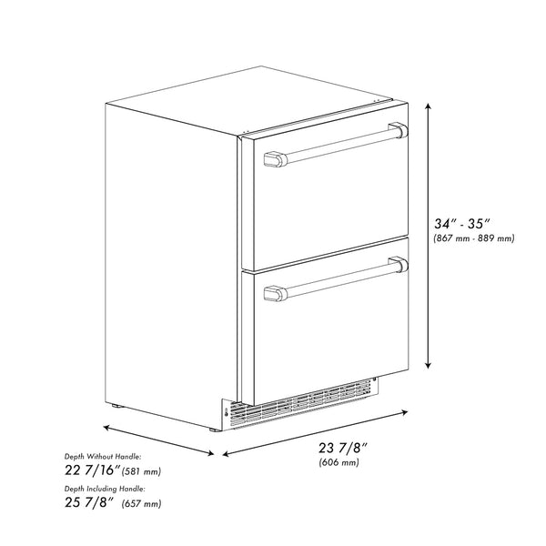 ZLINE 24 in. Touchstone 168 Can Outdoor-Rated Dual Refrigerator Drawer with White Matte Doors (RDSO-WM-24)