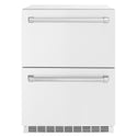 ZLINE 24 in. Touchstone 168 Can Outdoor-Rated Dual Refrigerator Drawer with White Matte Doors (RDSO-WM-24)