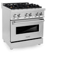 ZLINE 30 in. 4.0 cu. ft. Dual Fuel Range with Gas Stove and Electric Oven in Stainless Steel and Brass Burners (RA-BR-30) side, oven closed.