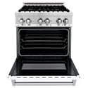 ZLINE 30 in. 4.0 cu. ft. Legacy Dual Fuel Range with 4 Burner Gas Cooktop and Electric Convection Oven in Stainless Steel with Griddle and White Matte Door (RA-WM-GR-30)