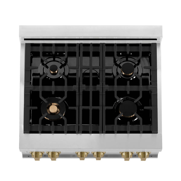 ZLINE 30" Range top view of cooktop.