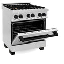 ZLINE Autograph Edition 30 in. Kitchen Package with Stainless Steel Dual Fuel Range, Range Hood, Dishwasher and Refrigeration with Matte Black Accents (4KAPR-RARHDWM30-MB) 