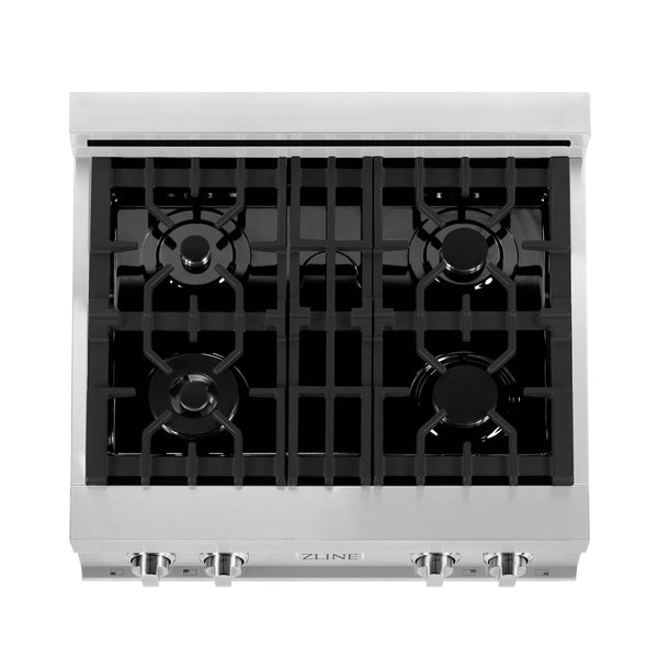 ZLINE Kitchen Package with Refrigeration, 30 in. Stainless Steel Rangetop, 30 in. Range Hood, 30 in. Single Wall Oven and 24 in. Tall Tub Dishwasher (5KPR-RTRH30-AWSDWV) 