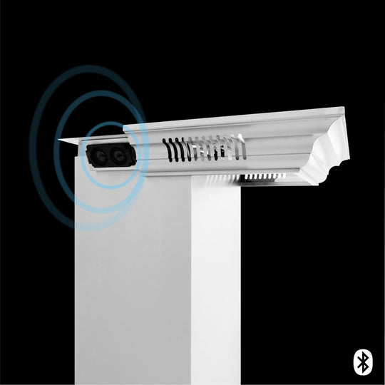 42" ZLINE CrownSound™Ducted Vent Wall Mount Range Hood in Stainless Steel with Built-in Bluetooth Speakers (KECRN-BT-42)