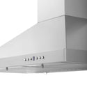 ZLINE Convertible Vent Outdoor Approved Wall Mount Range Hood in Stainless Steel (KB-304) close-up, buttons and display.
