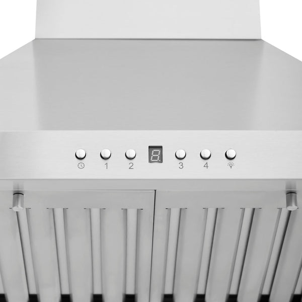 ZLINE 24-inch Convertible Vent Wall Mount Range Hood in Stainless Steel (KB-24) control panel and display close-up
