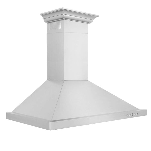 ZLINE Convertible Vent Wall Mount Range Hood in Stainless Steel with Crown Molding (KBCRN) side