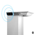 ZLINE Wall Mount Range Hood in Stainless Steel with Built-in CrownSound Bluetooth Speakers (KF2CRN-BT) close-up, built-in Bluetooth Speaker.