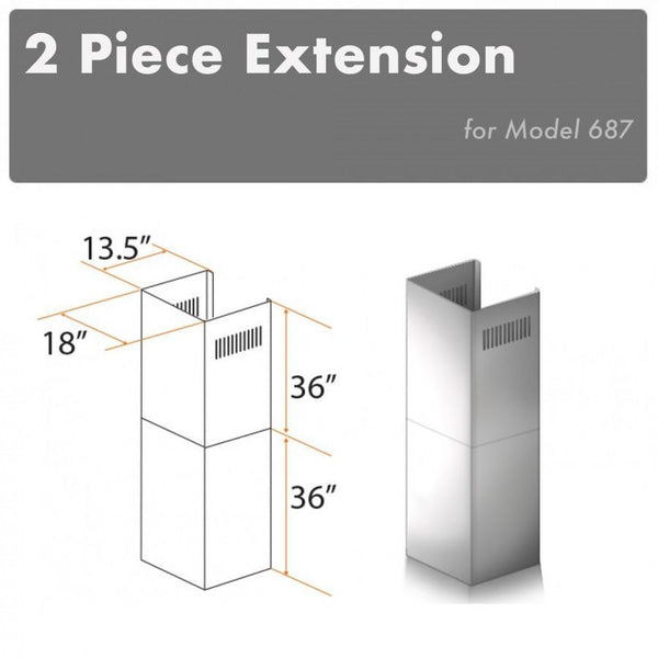 ZLINE 2-36" Chimney Extensions for 10 ft. to 12 ft. Ceilings (2PCEXT-687) - Rustic Kitchen & Bath - Range Hood Accessories - ZLINE Kitchen and Bath