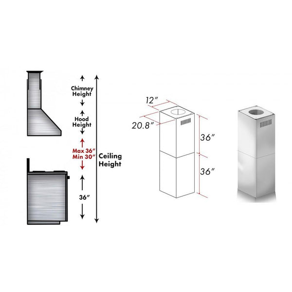 ZLINE 2-36" Chimney Extensions for 10 ft. to 12 ft. Ceilings (2PCEXT-697i/KECOMi) - Rustic Kitchen & Bath - Range Hood Accessories - ZLINE Kitchen and Bath