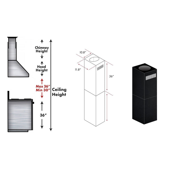 ZLINE 2-36" Chimney Extensions for 10 ft. to 12 ft. Ceilings (2PCEXT-BSKE2iN) - Rustic Kitchen & Bath - Range Hood Accessories - ZLINE Kitchen and Bath