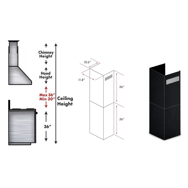 ZLINE 2-36" Chimney Extensions for 10 ft. to 12 ft. Ceilings (2PCEXT-BSKEN) - Rustic Kitchen & Bath - Range Hood Accessories - ZLINE Kitchen and Bath