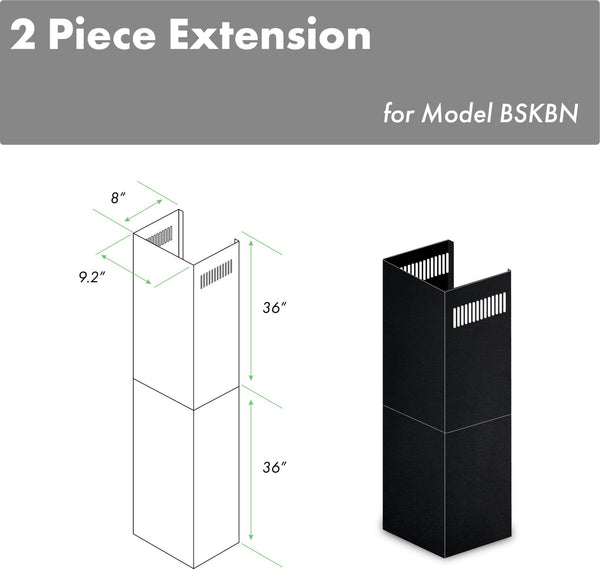 ZLINE 2-36" Chimney Extensions for 10 ft. to 12 ft. Ceilings in Black Stainless (2PCEXT-BSKBN) - Rustic Kitchen & Bath - Range Hood Accessories - ZLINE Kitchen and Bath