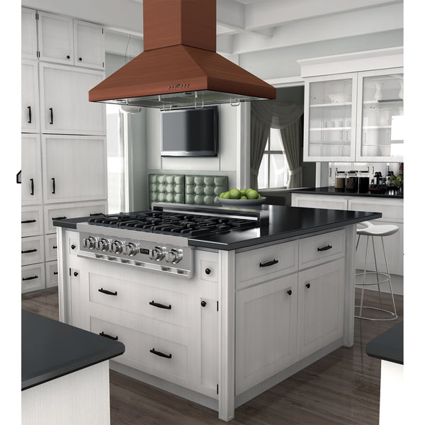 ZLINE Kitchen and Bath, ZLINE 36" Designer Series Copper Island Mount Range Hood (8KL3iC-36), 8KL3iC-36,
