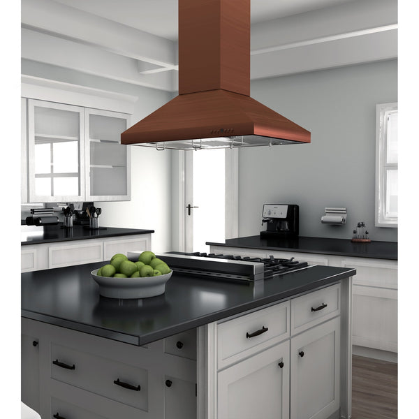 ZLINE Kitchen and Bath, ZLINE 36" Designer Series Copper Island Mount Range Hood (8KL3iC-36), 8KL3iC-36,